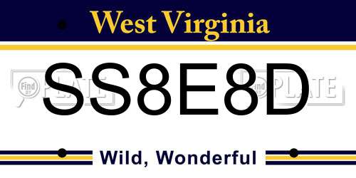 SS8E8D West Virginia License Plate