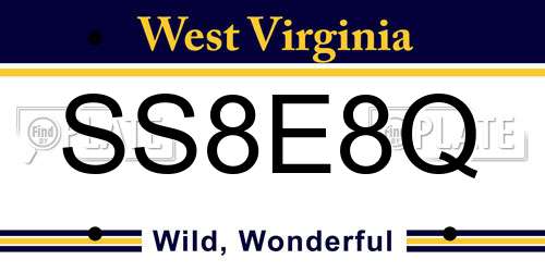 SS8E8Q West Virginia License Plate