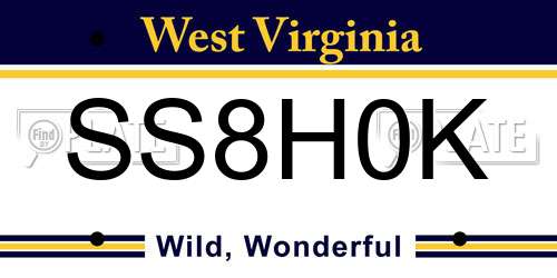 SS8H0K West Virginia License Plate