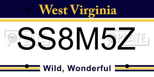 SS8M5Z West Virginia License Plate