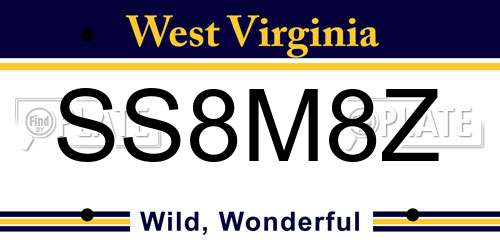 SS8M8Z West Virginia License Plate