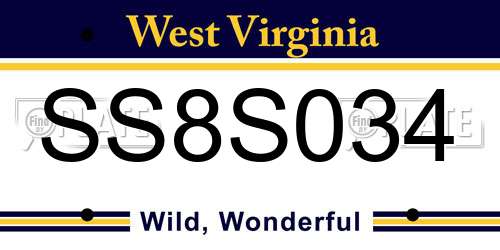SS8S034 West Virginia License Plate