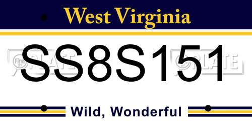 SS8S151 West Virginia License Plate