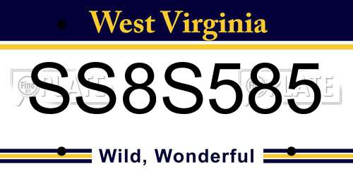 SS8S585 West Virginia License Plate
