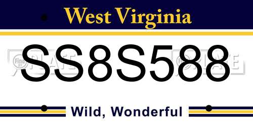SS8S588 West Virginia License Plate