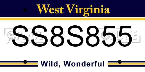 SS8S855 West Virginia License Plate