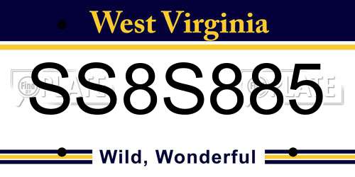 SS8S885 West Virginia License Plate
