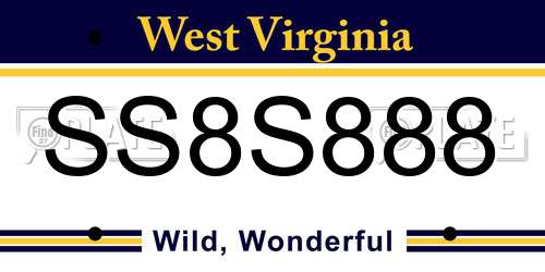 SS8S888 West Virginia License Plate