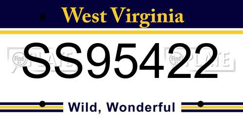 SS95422 West Virginia License Plate
