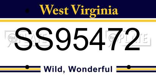 SS95472 West Virginia License Plate