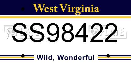 SS98422 West Virginia License Plate