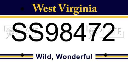 SS98472 West Virginia License Plate