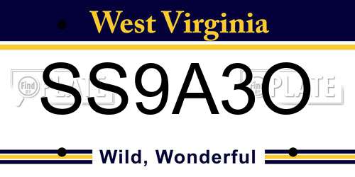 SS9A3O West Virginia License Plate