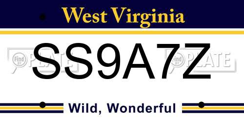 SS9A7Z West Virginia License Plate
