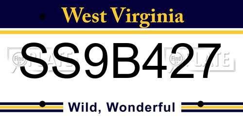 SS9B427 West Virginia License Plate
