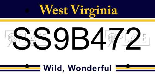 SS9B472 West Virginia License Plate