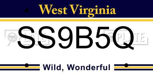 SS9B5Q West Virginia License Plate