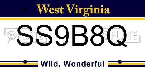 SS9B8Q West Virginia License Plate