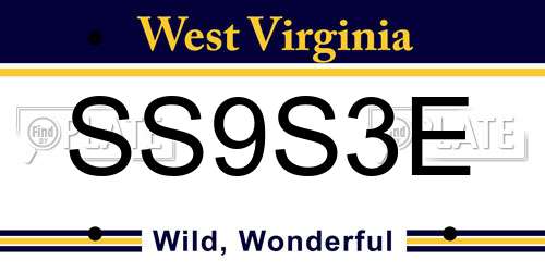 SS9S3E West Virginia License Plate