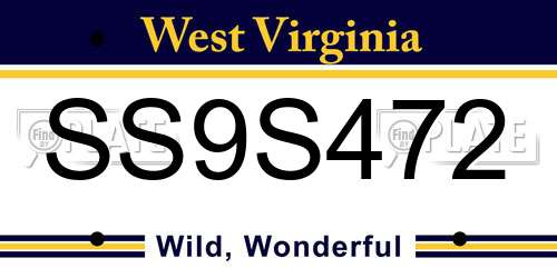 SS9S472 West Virginia License Plate