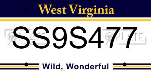 SS9S477 West Virginia License Plate