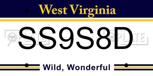 SS9S8D West Virginia License Plate
