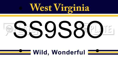 SS9S8O West Virginia License Plate
