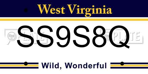 SS9S8Q West Virginia License Plate