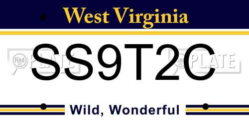 SS9T2C West Virginia License Plate