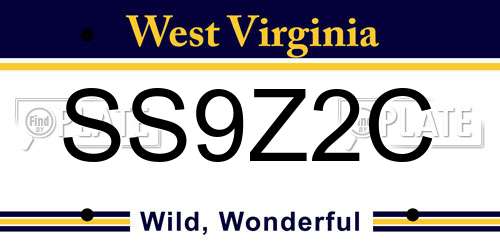 SS9Z2C West Virginia License Plate
