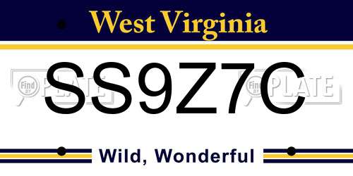 SS9Z7C West Virginia License Plate