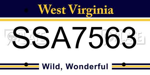 SSA7563 West Virginia License Plate