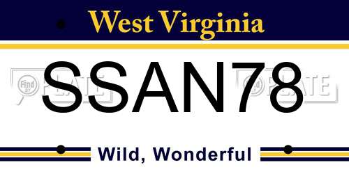 SSAN78 West Virginia License Plate