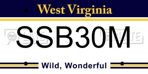SSB30M West Virginia License Plate