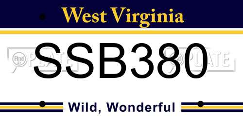SSB380 West Virginia License Plate
