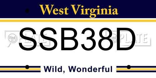 SSB38D West Virginia License Plate