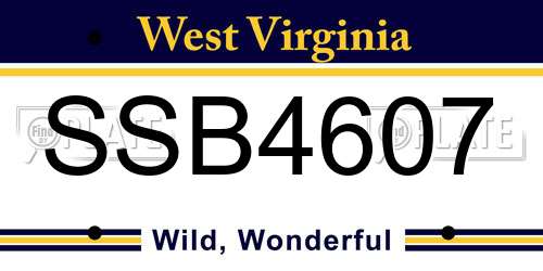 SSB4607 West Virginia License Plate