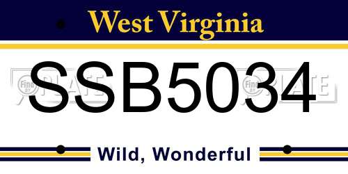 SSB5034 West Virginia License Plate