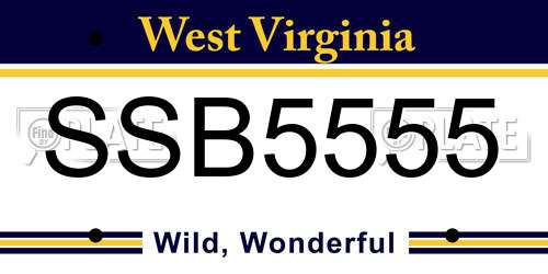 SSB5555 West Virginia License Plate