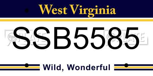 SSB5585 West Virginia License Plate