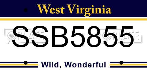 SSB5855 West Virginia License Plate