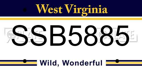SSB5885 West Virginia License Plate
