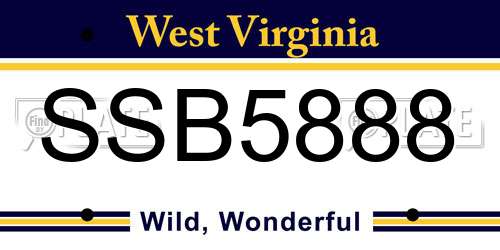 SSB5888 West Virginia License Plate