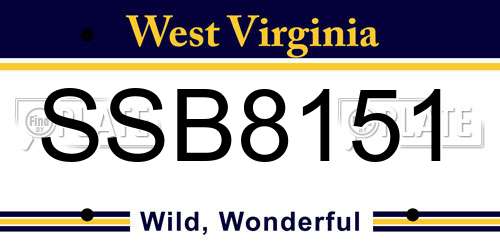 SSB8151 West Virginia License Plate