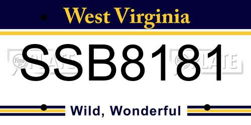 SSB8181 West Virginia License Plate