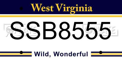 SSB8555 West Virginia License Plate