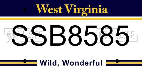 SSB8585 West Virginia License Plate