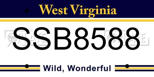 SSB8588 West Virginia License Plate