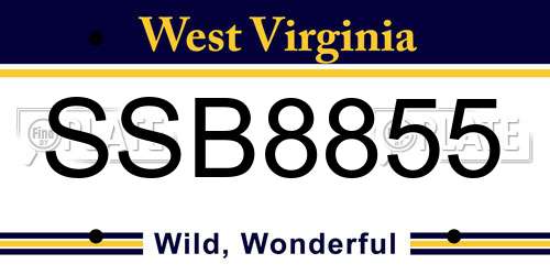 SSB8855 West Virginia License Plate