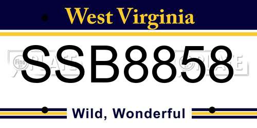 SSB8858 West Virginia License Plate